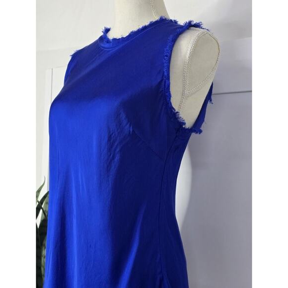 Bognar Blu Women's Round Neck Fringe Sleeveless Workwear Blouse Blue Size S - Picture 2 of 6